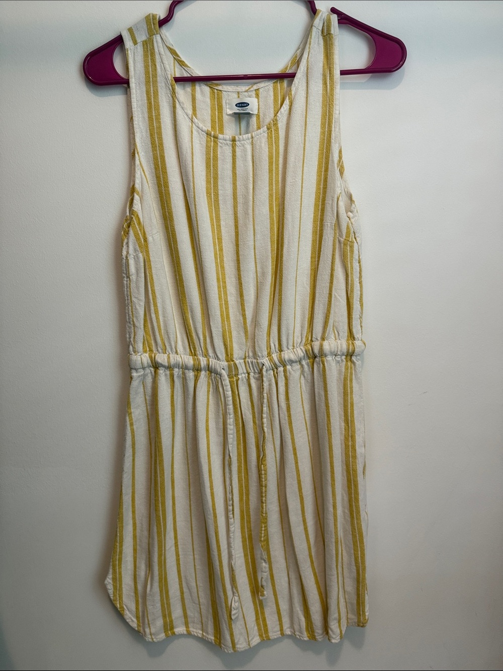Old Navy White and Yellow Striped Mini Dress
